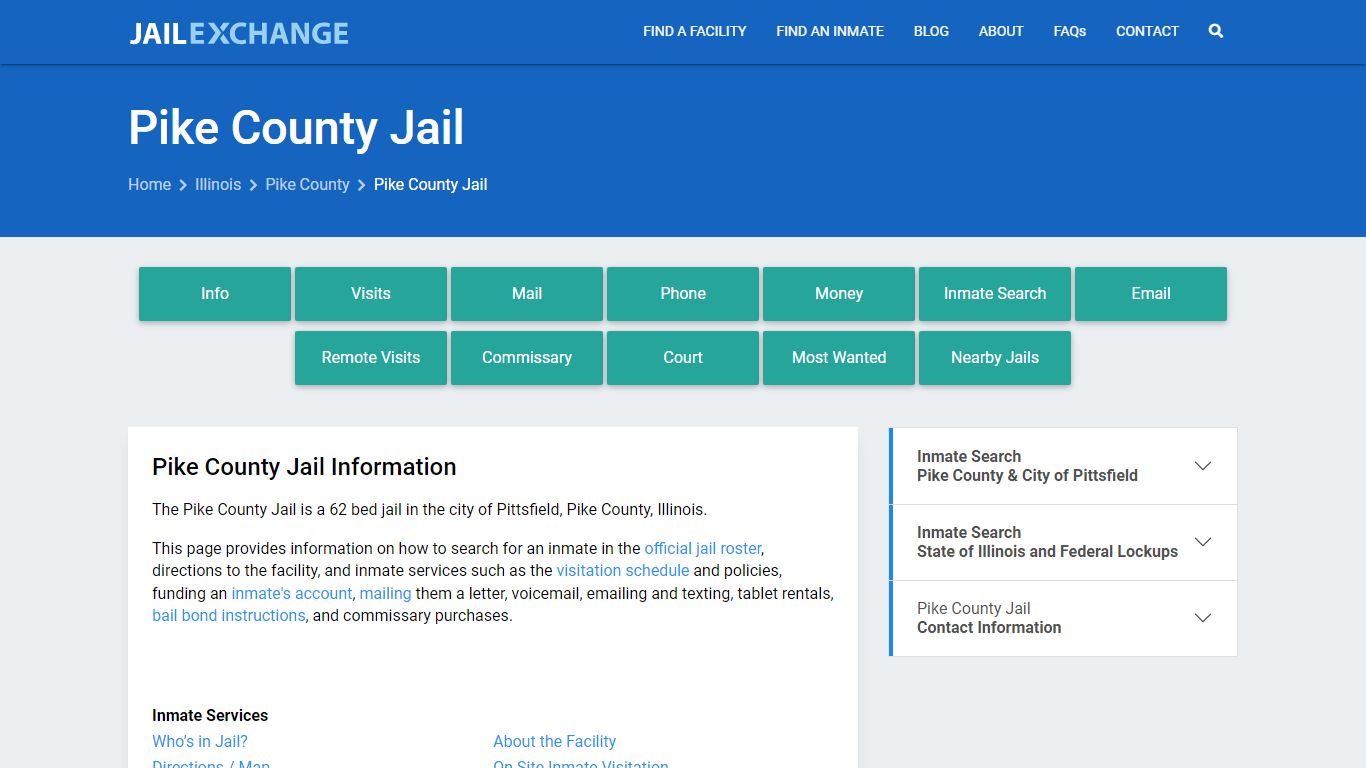 Pike County Jail, IL Inmate Search, Information